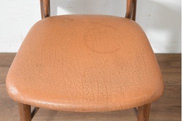 和製ヴィンテージ　1960年から1970年頃　ビニールレザー　レトロなデザインのダイニングチェア3脚セット　(R-089815)