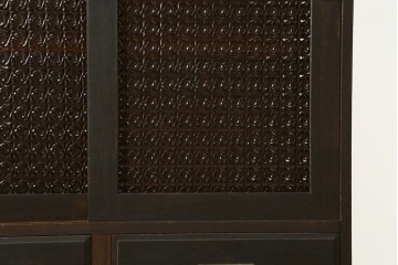 和製アンティーク　昭和初期　色ガラスの繊細な意匠が美しい本箱　(R-089817)