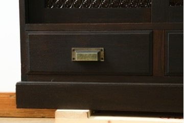 和製アンティーク　昭和初期　色ガラスの繊細な意匠が美しい本箱　(R-089817)