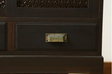 和製アンティーク　昭和初期　色ガラスの繊細な意匠が美しい本箱　(R-089817)