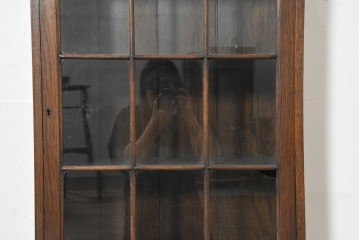 イギリスアンティーク　1930年頃　オーク材　格子ガラス戸が上品なキャビネット　(R-089829)