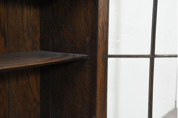 イギリスアンティーク　1930年頃　オーク材　格子ガラス戸が上品なキャビネット　(R-089829)
