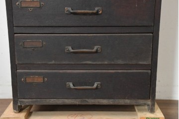 イギリスアンティーク　1940年から1960年頃　オーク材　8杯の引き出しを備えた縦型チェスト　(R-089832)