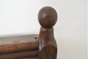 イギリスアンティーク　1900年頃　オーク材　素朴な木の風合いとターニングレッグが魅力のベンチ　(R-089835)