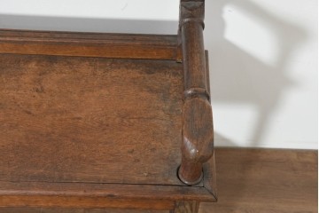 イギリスアンティーク　1900年頃　オーク材　素朴な木の風合いとターニングレッグが魅力のベンチ　(R-089835)