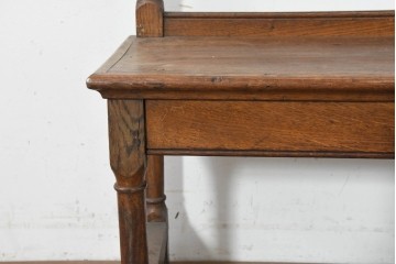 イギリスアンティーク　1900年頃　オーク材　素朴な木の風合いとターニングレッグが魅力のベンチ　(R-089835)