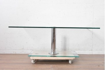 中古　美品　Ronald Schmitt(ロナルドシュミット)　透明感のあるガラスセンターテーブル　定価約30万円　(R-089845)