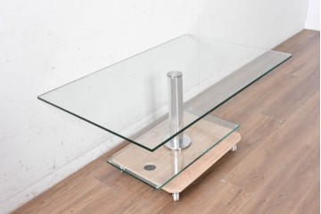 中古　美品　Ronald Schmitt(ロナルドシュミット)　透明感のあるガラスセンターテーブル　定価約30万円　(R-089845)