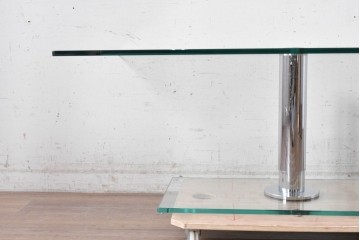 中古　美品　Ronald Schmitt(ロナルドシュミット)　透明感のあるガラスセンターテーブル　定価約30万円　(R-089845)