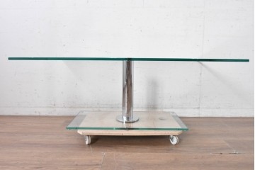 中古　美品　Ronald Schmitt(ロナルドシュミット)　透明感のあるガラスセンターテーブル　定価約30万円　(R-089845)