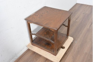 和製アンティーク　栓材　木目の豊かな表情が味わい深いサイドテーブル　(R-089853)