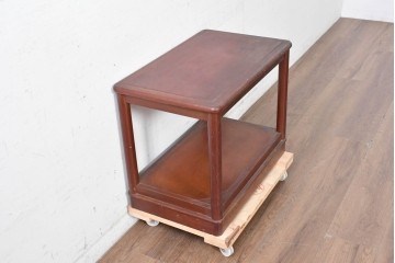 和製アンティーク　昭和初期　欅(ケヤキ)材　丸みのある脚まわりが上品なサイドテーブル　(R-089854)