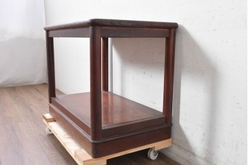 和製アンティーク　昭和初期　欅(ケヤキ)材　丸みのある脚まわりが上品なサイドテーブル　(R-089854)