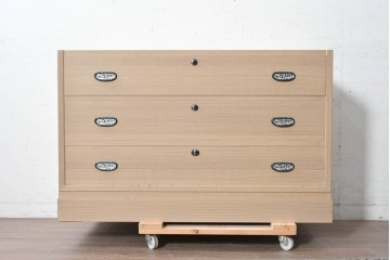《天板取り付け加工費込み》　中古　美品　伝統工芸士　斉藤敬二作　加茂桐箪笥チェスト　(R-089860)