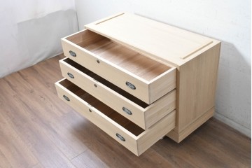 《天板取り付け加工費込み》　中古　美品　伝統工芸士　斉藤敬二作　加茂桐箪笥チェスト　(R-089860)