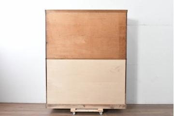 和製アンティーク　欅(ケヤキ)材　落ち着いた木味の重ねガラス戸棚　(R-089870)