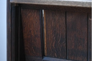 イギリスアンティーク　1900年から1920年頃　上手物!!　オーク無垢材　凝った造りが魅力のチャーチベンチ　(R-089876)