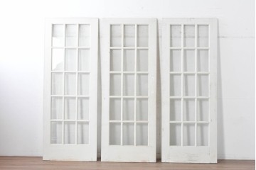 ヴィンテージ建具　1980年頃　背の高いペイント引き戸3枚セット　(R-089878)