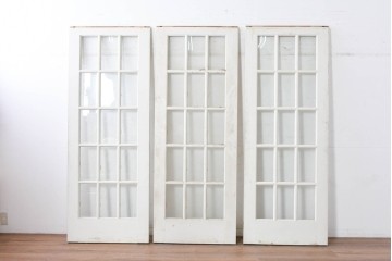 ヴィンテージ建具　1980年頃　背の高いペイント引き戸3枚セット　(R-089878)