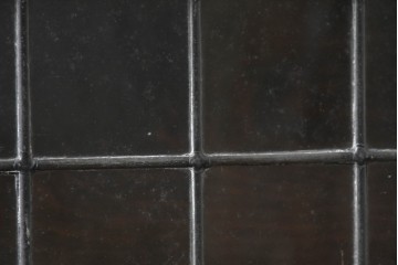 イギリスアンティーク　オーク材　ステンドグラス入りのスタッキングブックケース　(R-089881)