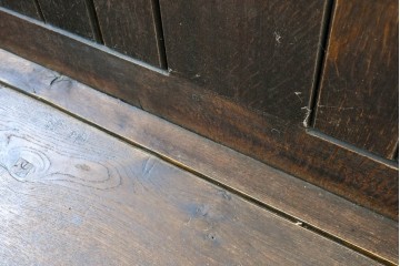 イギリスアンティーク　1900年から1920年頃　上手物!!　オーク無垢材　凝った造りが魅力のチャーチベンチ　(R-089885)