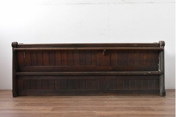 イギリスアンティーク　1900年から1920年頃　上手物!!　オーク無垢材　凝った造りが魅力のチャーチベンチ　(R-089885)