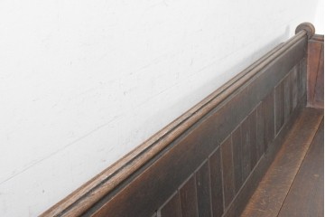 イギリスアンティーク　1900年から1920年頃　上手物!!　オーク無垢材　凝った造りが魅力のチャーチベンチ　(R-089886)