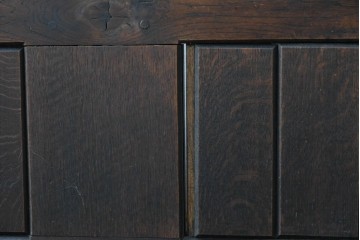 イギリスアンティーク　1900年から1920年頃　上手物!!　オーク無垢材　凝った造りが魅力のチャーチベンチ　(R-089887)