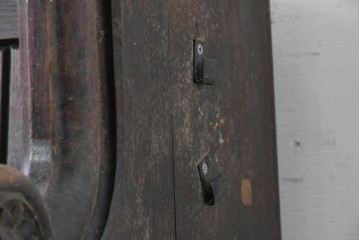 イギリスアンティーク　1900年から1920年頃　上手物!!　オーク無垢材　凝った造りが魅力のチャーチベンチ　(R-089888)