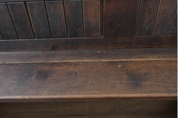 イギリスアンティーク　1900年から1920年頃　上手物!!　オーク無垢材　凝った造りが魅力のチャーチベンチ　(R-089888)