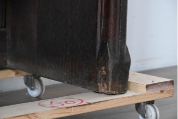 イギリスアンティーク　1900年から1920年頃　上手物!!　オーク無垢材　凝った造りが魅力のチャーチベンチ　(R-089888)