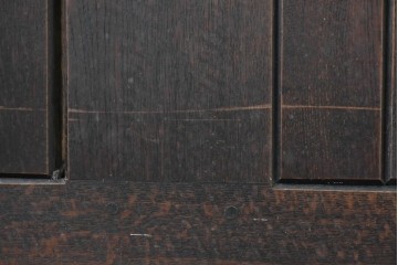 イギリスアンティーク　1900年から1920年頃　上手物!!　オーク無垢材　凝った造りが魅力のチャーチベンチ　(R-089891)