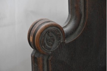 イギリスアンティーク　1900年から1920年頃　上手物!!　オーク無垢材　凝った造りが魅力のチャーチベンチ　(R-089891)