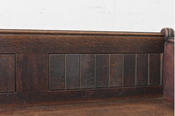 イギリスアンティーク　1900年から1920年頃　上手物!!　オーク無垢材　凝った造りが魅力のチャーチベンチ　(R-089892)
