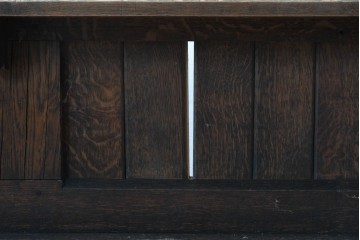 イギリスアンティーク　1900年から1920年頃　上手物!!　オーク無垢材　凝った造りが魅力のチャーチベンチ　(R-089892)