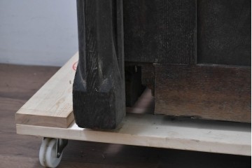 イギリスアンティーク　1900年から1920年頃　上手物!!　オーク無垢材　凝った造りが魅力のチャーチベンチ　(R-089896)