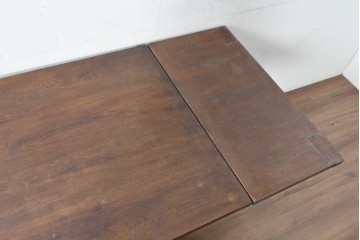 イギリスアンティーク　高級品　オーク材　重厚な彫刻が目を引くドローリーフテーブル　(R-089912)