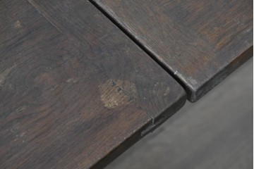 イギリスアンティーク　高級品　オーク材　重厚な彫刻が目を引くドローリーフテーブル　(R-089912)