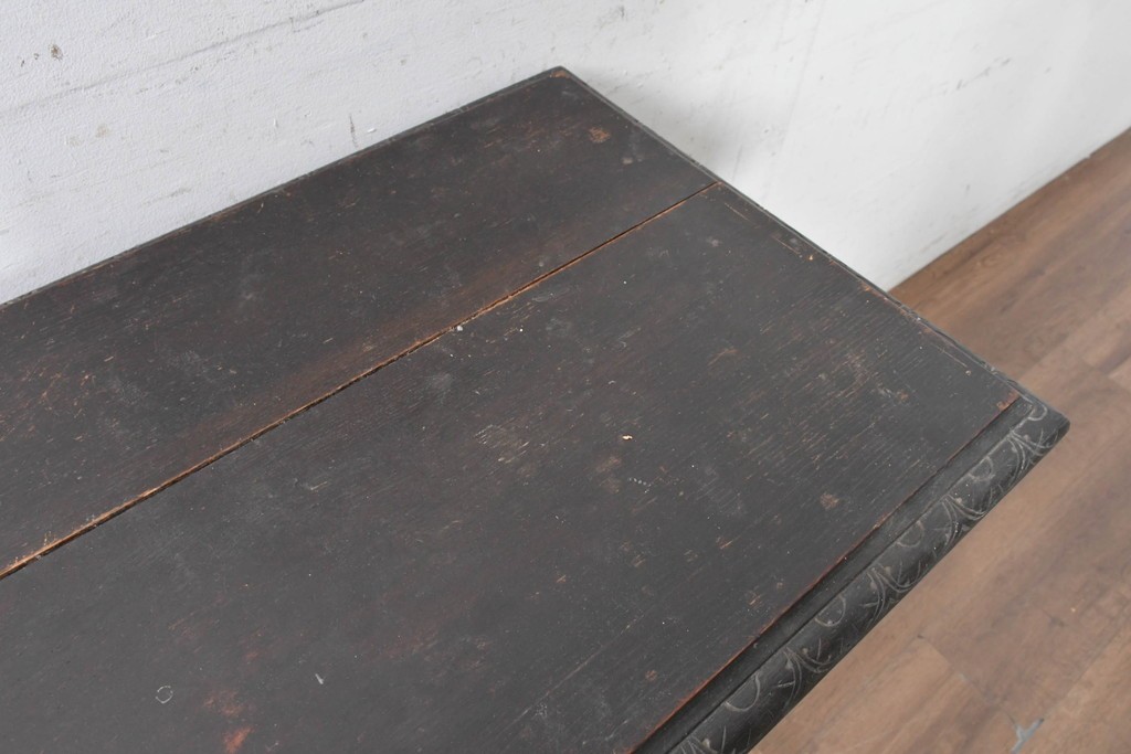 ヨーロッパアンティーク　1880年頃　オーク材　ボビンターニングレッグが印象的な引き出し付きコンソールテーブル　(R-089913)