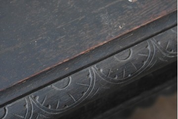 ヨーロッパアンティーク　1880年頃　オーク材　ボビンターニングレッグが印象的な引き出し付きコンソールテーブル　(R-089913)