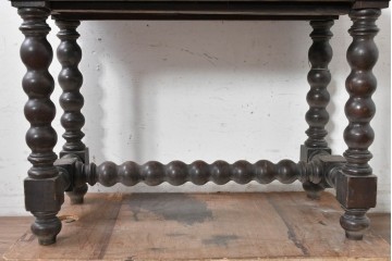 ヨーロッパアンティーク　1880年頃　オーク材　ボビンターニングレッグが印象的な引き出し付きコンソールテーブル　(R-089913)