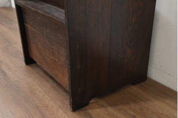 イギリスアンティーク　1930年頃　オーク材　本革座面　座面下収納を備えたハイバックチェア　(R-089919)