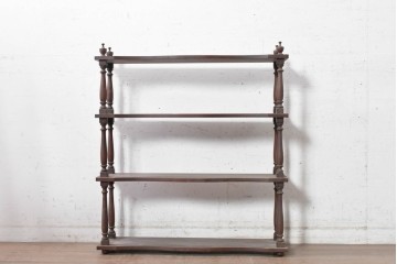 イギリスヴィンテージ　挽き物加工が施された支柱が上品なオープンラック　(R-089922)