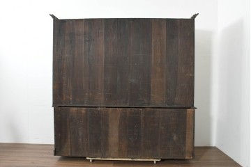 イギリスアンティーク　1920年頃　オーク材　蛇腹扉が印象的な特大サイズの重ねキャビネット　(R-089925)