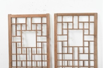 韓国アンティーク建具　1930年頃　李朝建具　幾何学デザインのパネル2枚セット　(R-089931)