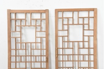 韓国アンティーク建具　1930年頃　李朝建具　幾何学デザインのパネル2枚セット　(R-089931)