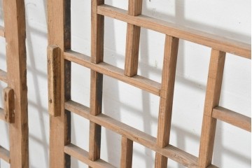 韓国アンティーク建具　1930年頃　李朝建具　幾何学デザインのパネル2枚セット　(R-089931)
