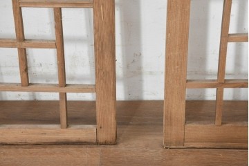 韓国アンティーク建具　1930年頃　李朝建具　幾何学デザインのパネル2枚セット　(R-089931)