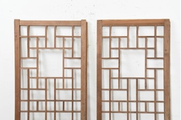 韓国アンティーク建具　1930年頃　李朝建具　幾何学デザインのパネル2枚セット　(R-089932)