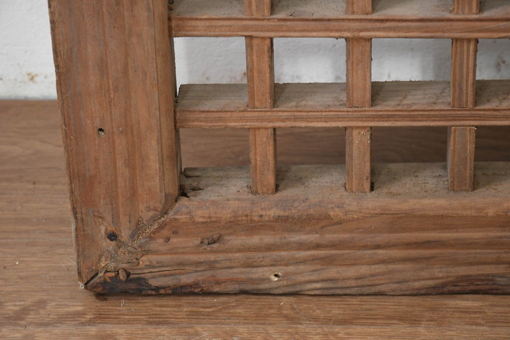 中国アンティーク建具　1900年頃　李朝風建具　規則正しい格子意匠が魅力の窓1枚　(R-089933)